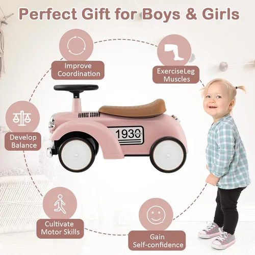 Miniatura 9 de OLAKIDS Auto de Empuje para Montar, Juguete Deslizante de Pie al Suelo para Niños Pequeños con Volante, Bocina, Almacenamiento Debajo del Asiento