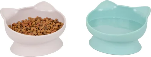Miniatura 8 de Kitty City Cuencos Elevados para Gatos (Juego de 2), Platos Elevados Amigables con los Bigotes para Comida y Agua de Gatos, Diseño Moderno de rosado