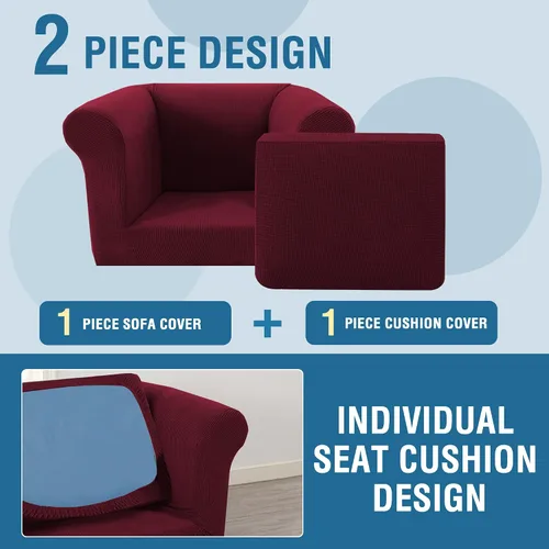 Miniatura 5 de Funda para silla Chesterfield de 2 piezas para sofá de 1 cojín, fundas para silla de brazo alto, 1 asiento, alta elasticidad, lavable, protector