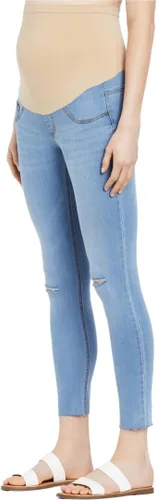 Motherhood Maternity Jeans ajustados para mujer, súper elásticos, con ajuste secreto sobre el vientre, longitud hasta el tobillo, color azul índigo,