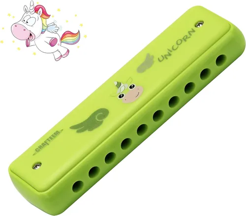 Miniatura 10 de Crafteem Armónica de blues colorida, clave de do para niños, niños pequeños, principiantes, instrumento musical de juguete con 10 agujeros y 20 tonos