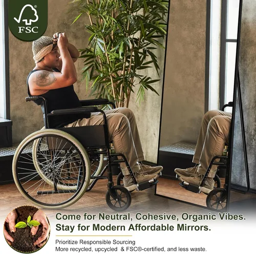 Miniatura 7 de NicBex - Espejo de pie, arqueado, de cuerpo entero, con soporte, 57 x 20 pulgadas, negro, con marco de aleación de aluminio, se puede montar