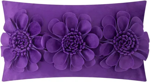 Miniatura 22 de JWH Funda de almohada decorativa con diseño de flores 3D, funda de almohada decorativa de girasol, cojín de terciopelo, funda de almohada floral