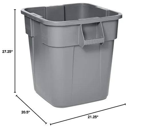 Miniatura 5 de Rubbermaid Commercial LLDPE Bote de Basura Cuadrado Brute de 28 Galones sin Tapa, Gris, Para Restaurantes/Garajes/Oficinas/Salas de Correo/Aulas