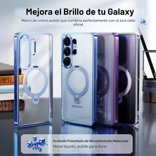 Miniatura 3 de CASEKOO Funda azul cielo brillante para Samsung Galaxy S26 Ultra [soporte magnético giratorio de 360°] [compatible con MagSafe]