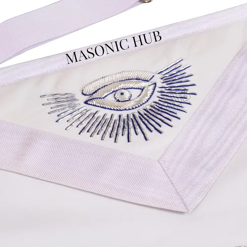 Miniatura 3 de MasonicHub Past Master Mason delantal blanco plateado bordado a mano BULLION cuadrado y brújula 100% piel de cordero delantal masónico, plateado