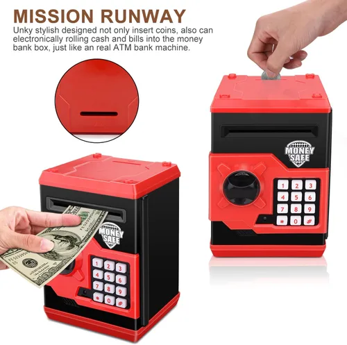 Miniatura 5 de Alcancía Electrónica de Cajero Automático con Contraseña de Dibujos Animados Lata de Monedas de Efectivo Puede Desplazar Automáticamente Billetes