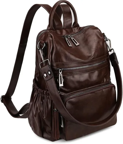 Miniatura 27 de Uromee Mochila de Viaje Monedero para Mujeres Cuero Vegano Damas Moda Borla Bolsa de Hombro Convertible, Grande, Mochilas Daypack