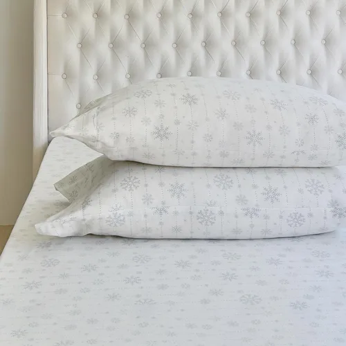 Elegant Comfort Juego de sábanas ultrasuaves de franela de 100% algodón turco, 4 piezas, sábanas de franela de Navidad navideñas, cálidas y Copo de