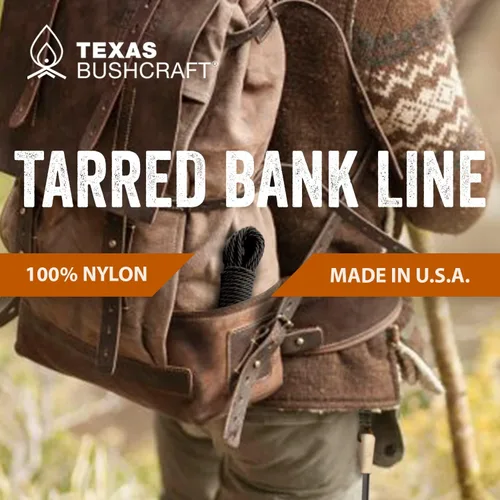 Miniatura 3 de Texas Bushcraft Tarred Bank Line Twine - #36 Cuerda de nailon negro para pesca, camping y supervivencia al aire libre – Cordón resistente