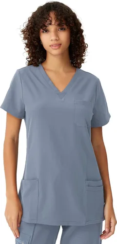 Miniatura 19 de floralhue Uniformes médicos para mujeres, blusas de uniforme médico suaves con cuello en V, uniforme médico elástico con 4 bolsillos, transpirable