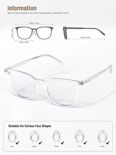 Miniatura 8 de ANYLUV Gafas de luz azul para mujeres y hombres, lentes de bloqueo de luz azul para mujer, anteojos de computadora antifatiga ocular Transparente