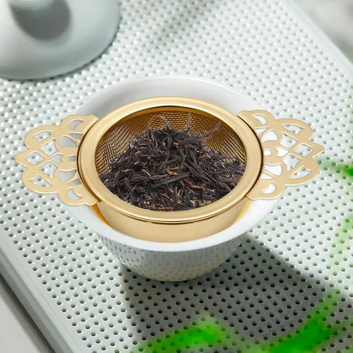 Miniatura 7 de Juego de 4 coladores de té de acero inoxidable 304, filtro de malla de té, cuencos de goteo de té, colador de tetera con mangos en forma de pétalo