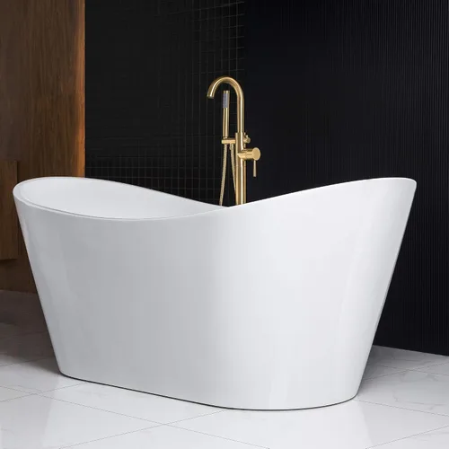 Miniatura 5 de WOODBRIDGE BTA1515-BG-Drain&O - Bañera de acrílico independiente de 67 pulgadas con desbordamiento y drenaje de oro cepillado, BTA1515-BG-Drain&O