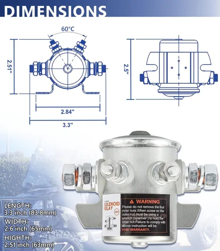 Miniatura 3 de Relé solenoide Gaoerfu-CP EZGO 36V, #70 Series Relé solenoide de servicio continuo para carrito de golf eléctrico EZGO TXT/Marathon 1980-2010, OEM#