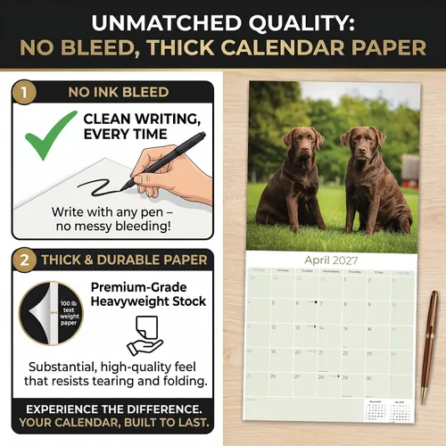 Miniatura 6 de Calendario de chocolate Labrador 2025 2026 – Calendario mensual de pared de raza de perro – 12 x 24 pulgadas abierto – Papel grueso sin sangrado
