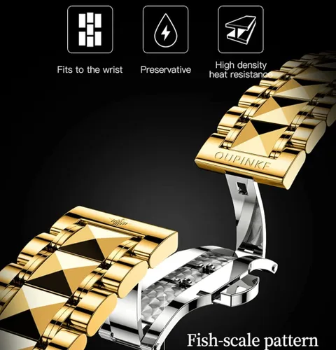Miniatura 4 de OUPINKE Relojes automáticos de lujo para hombre, de cuerda automática, mecánico, de diamante, de acero de tungsteno, impermeable, luminoso