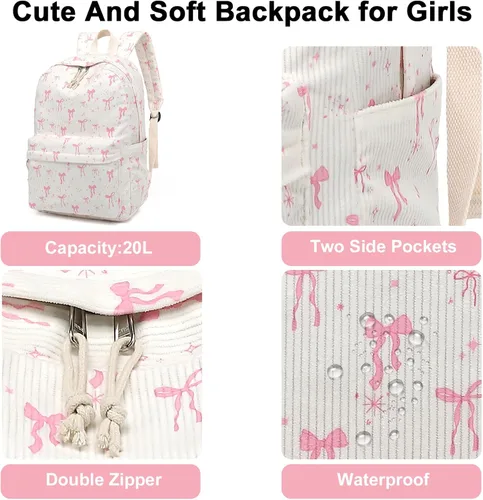 Miniatura 5 de BTOOP Mochila escolar para adolescentes, mochila grande de pana ligera, para niñas, niños, casual, escuela secundaria, universidad, Mediana