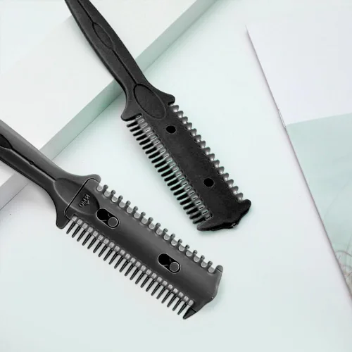 Miniatura 5 de Soft 'N Style Paquete de 3 Peine y Recortador de Doble Cara - Tijeras Navaja para Cabello, Estilizador de Puntas Abiertas para Cabello Fino y Grueso