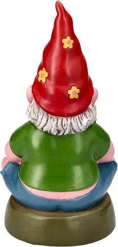 Miniatura 2 de Pacific Giftware Gnomo hippie meditando canto estatua al aire libre 10.5 pulgadas de alto