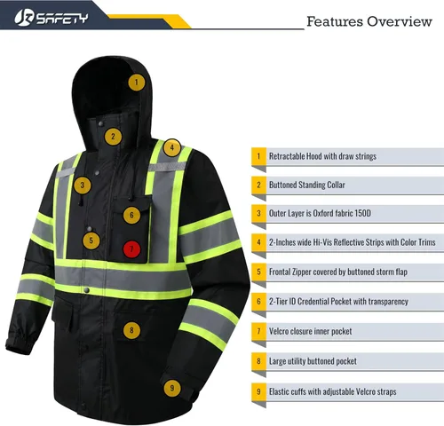 Miniatura 5 de JKSafety Chaqueta y pantalones reflectantes de alta visibilidad para lluvia, impermeables para hombres y mujeres, equipo de lluvia para agricultura
