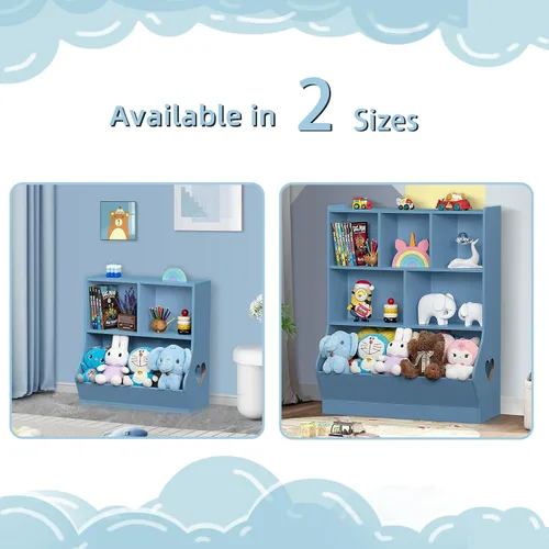 Miniatura 8 de Lerliuo Estantería y organizador de almacenamiento para bebés y niños pequeños, gabinete y librero para niños, estante de madera con 3 Azul