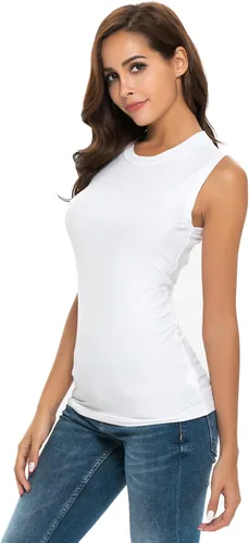 Miniatura 4 de Nasperee Camiseta sin mangas con cuello redondo para mujer, ajustada, para yogaentrenamiento