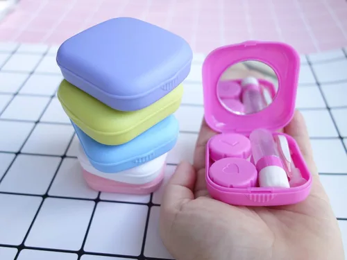 Miniatura 5 de Paquete de 6 fundas para lentes de contacto con espejo de inserción, ligero, compacto, portátil, juego de caja de lentes de contacto de viaje