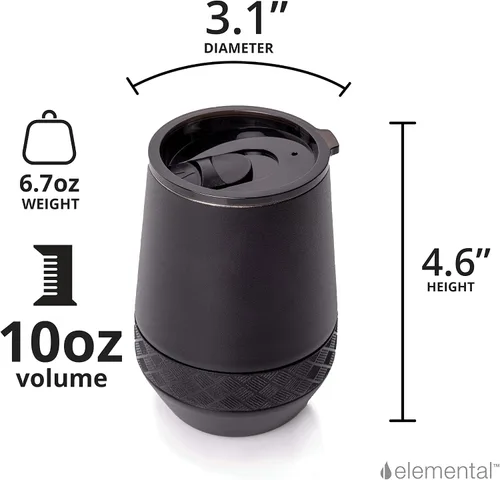 Miniatura 4 de Elemental Vaso de Vino Recess - Taza de Café de Acero Inoxidable con Triple Pared Aislante para Bebidas Calientes y Frías - Taza Portátil con Tapa