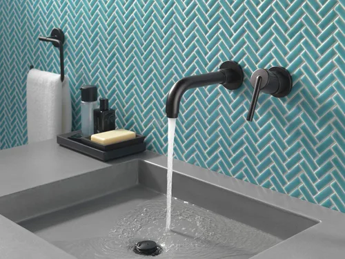 Miniatura 5 de Delta Faucet Trinsic vestiduras de llave para lavabo, de montaje de pared, con mango individual, T3559LF-BLWL Negro mate