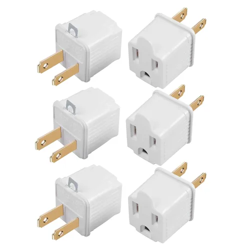 Miniatura 13 de TENINYU Adaptador con tierra de 3 puntas a 2 puntas - Convertidor de toma de 3 puntas a 2 puntas para cable eléctrico, hogar, talleres, industrial