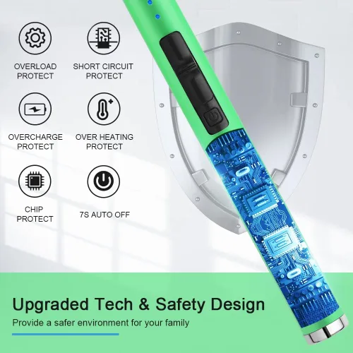 Miniatura 4 de SUPRUS Encendedor fluorescente que brilla en la oscuridad, encendedor USB, recargable, resistente al viento, tamaño de bolsillo para velas, cocinas