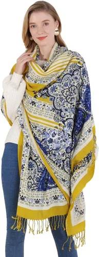 Miniatura 127 de DANA XU Manta de pashmina extragrande 100% de lana merina, bufanda de viaje, bufanda de cachemira para mujer, otoño e invierno, chal de gran