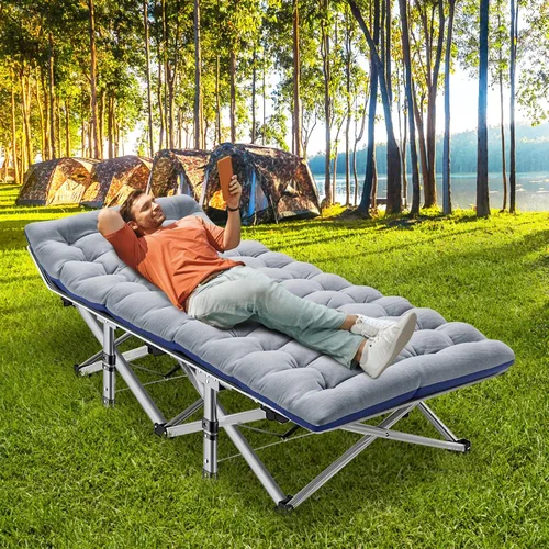 Miniatura 3 de ABORON Catre de Camping para Adultos de 28" Extra Ancho, Resistente 1200D Oxford Catre para Dormir, Cama de Campamento Plegable Portátil con Gris
