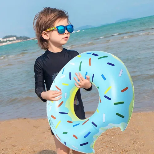 Miniatura 4 de Paquete de 2 flotadores inflables de piscina en forma de dona para verano, playa, agua, decoración de fiesta
