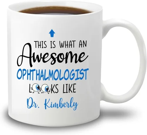 Miniatura 21 de Taza de café personalizada para oftalmólogo con texto en inglés "Thank You For Being An Awesome Oftalmologist", taza de café personalizada