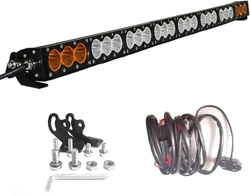 Miniatura 11 de AngelMa Barra de Luz LED de 12 Pulgadas 60W Ámbar Súper Brillante Spot Todoterreno de Una Sola Fila IP68 Impermeable para Cualquier Automóvil Camión