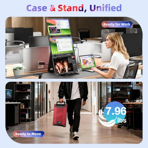 Miniatura 7 de Extensión de Pantalla Cuádruple para Laptop, Monitor Triple FHD de 15.6" 1080P, Combinado en una Pantalla de 30" (Paisaje/Retrato), Solo 1 Cable