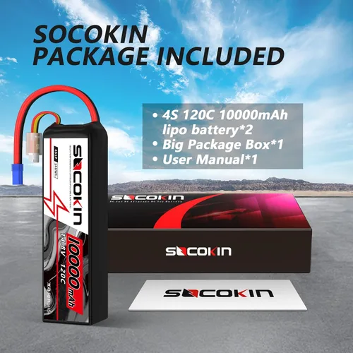 Miniatura 6 de 4S LiPo Batería 14.8V 10000mAh 120C 4S Lipo Baterías con conector EC5 Estuche suave para Arrma Axial Losi 1/5 1/6 1/7 Escala RC Coche Camión Barco