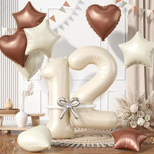 Miniatura 76 de Globos dorados de color champán con el número 11, globos de oro claro, globo de aluminio dorado con forma de corazón con estrella y globo largo
