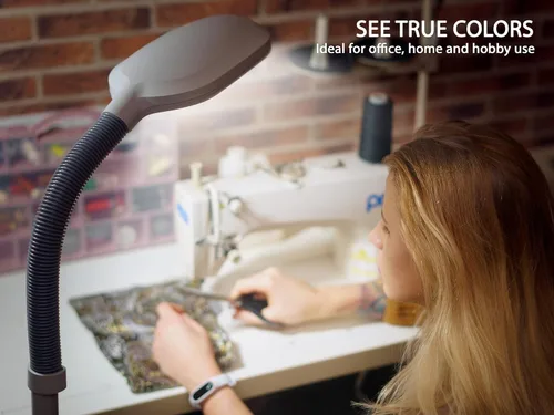 Miniatura 8 de Kenley Lámpara de Pie de Luz Natural - Luz de Artesanía de Pie para Lectura, Manualidades, Costura - Cuello de Ganso Ajustable - Lámparas de Trabajo