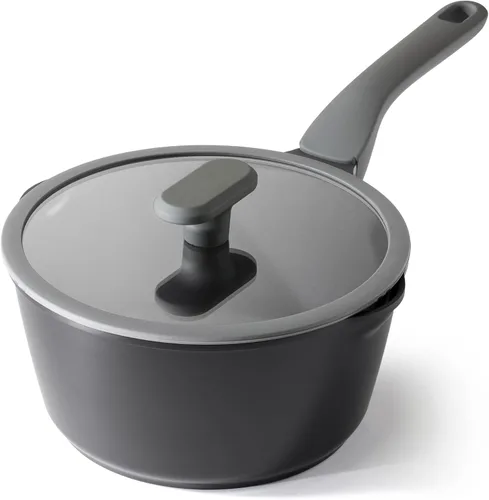 Miniatura 20 de PRICUSIS Cacerola antiadherente de cerámica con tapa, olla no tóxica de 1.3 cuartos de galón con boquillas de vertido, totalmente revestida, 100%