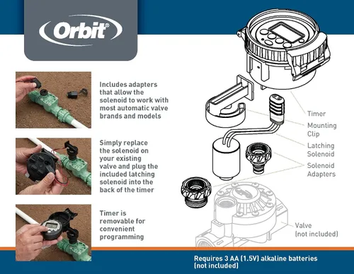 Miniatura 11 de Orbit 57865 Controlador de aspersor de agua para exterior con batería