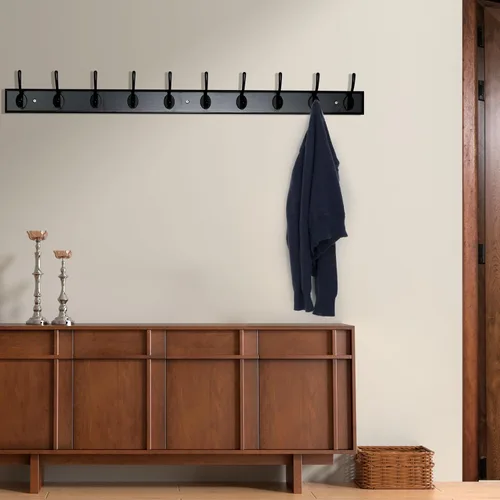 Miniatura 8 de WEBI Perchero de pared para montar en la pared, ganchos para colgar en la pared de 38 1/4" de largo, perchero de pared de bambú con gancho