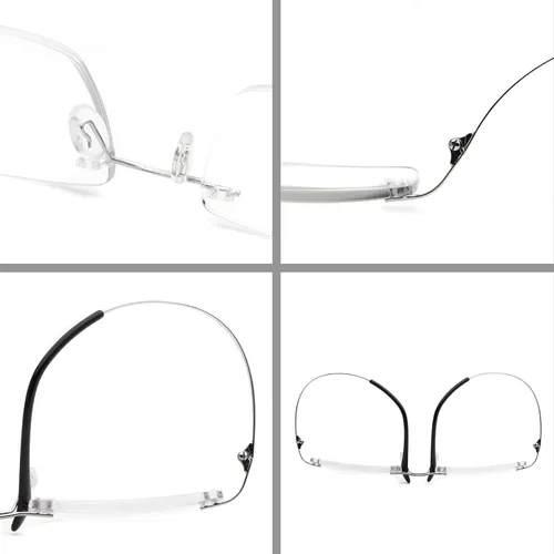Miniatura 4 de Titanium Rimless Reading Glasses for Men Women Super Light Blue Light Blocking Computer Readers with Rectangular Lens