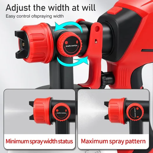 Miniatura 7 de Pulverizador de pintura HVLP de 1000 W, pistola de pintura eléctrica con 6 boquillas de cobre y 3 patrones de pulverización, contenedor de alta