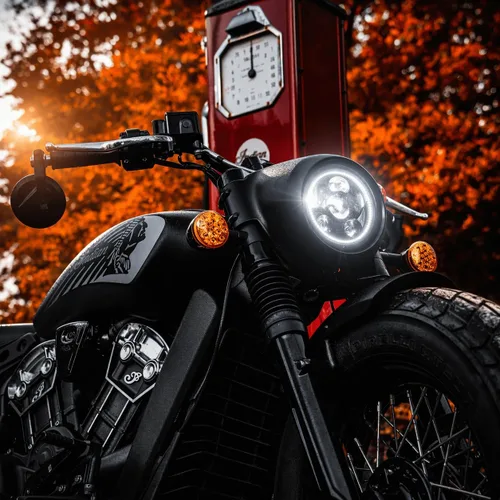 Miniatura 2 de Eagle Lights 8900BG3H-SCOUT - Faro delantero de motocicleta Indian Scout con anillo de halo blanco, se adapta a 2015+ Scout 60, Scout and Scout