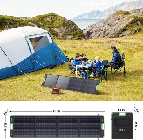 Miniatura 3 de EBL Panel solar portátil de 200 W, panel de energía solar de alta eficiencia para el hogar, RV, camping, marina, aplicaciones fuera de la red, Verde