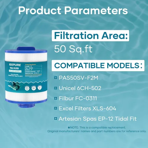 Miniatura 3 de PAS50SV-F2M - Filtro de repuesto para bañera de hidromasaje Artesian Spas, 06-0005-12, 6CH-502, 06-0006-12, Filbur FC-0311, XLS-604, AR50, AK-9016