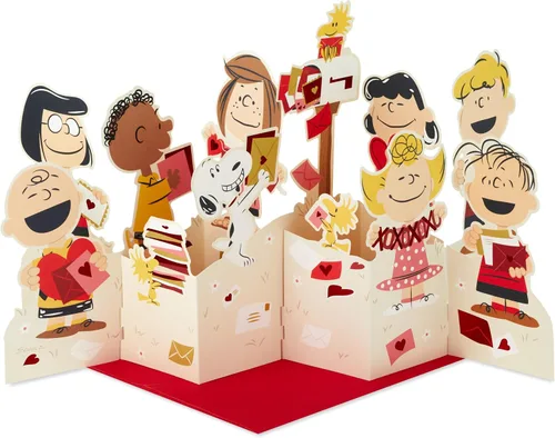 Hallmark Peanuts - Tarjeta desplegable para el día de San Valentín (Snoopy en el buzón) para niños, profesores, compañeros de trabajo